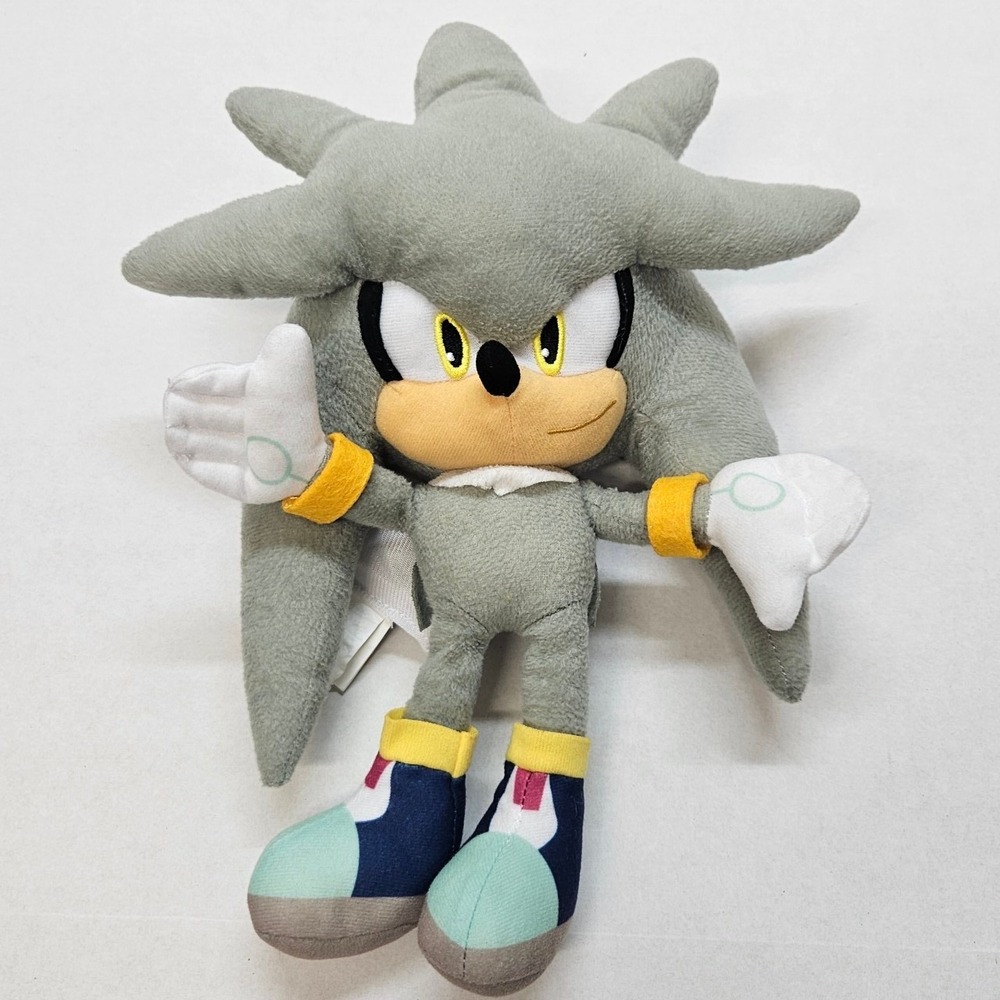 Silver Sonic‎ Hedgehog Plush Toy Stuffed Animal Accessory Backpack SEGA Preloved